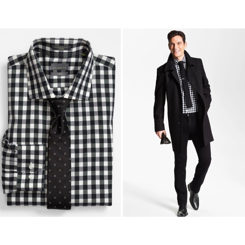 MEN’S C2 by Calibrate Trim Fit Non-Iron Button Down Size 16 Neck 32/33 S…